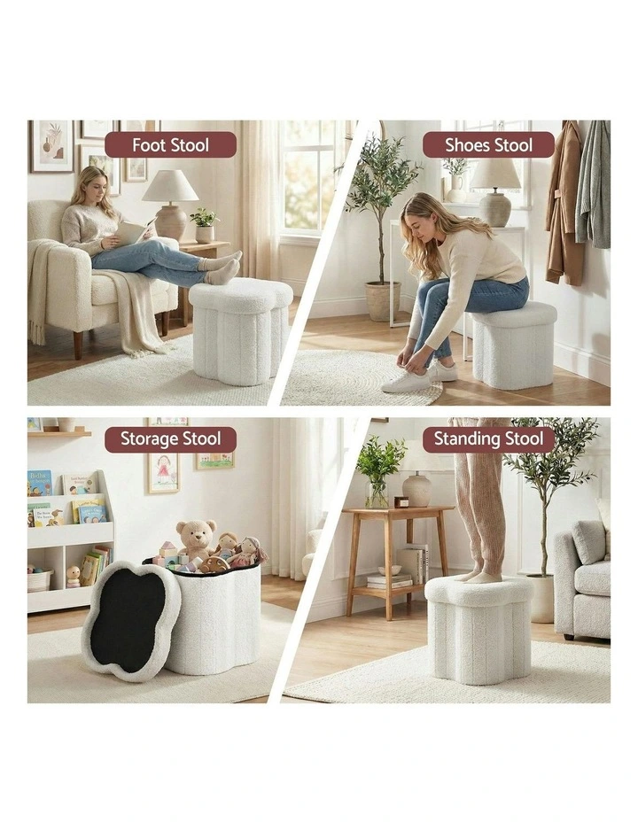 Storage Ottoman Foot Stool Foldable in White image 6