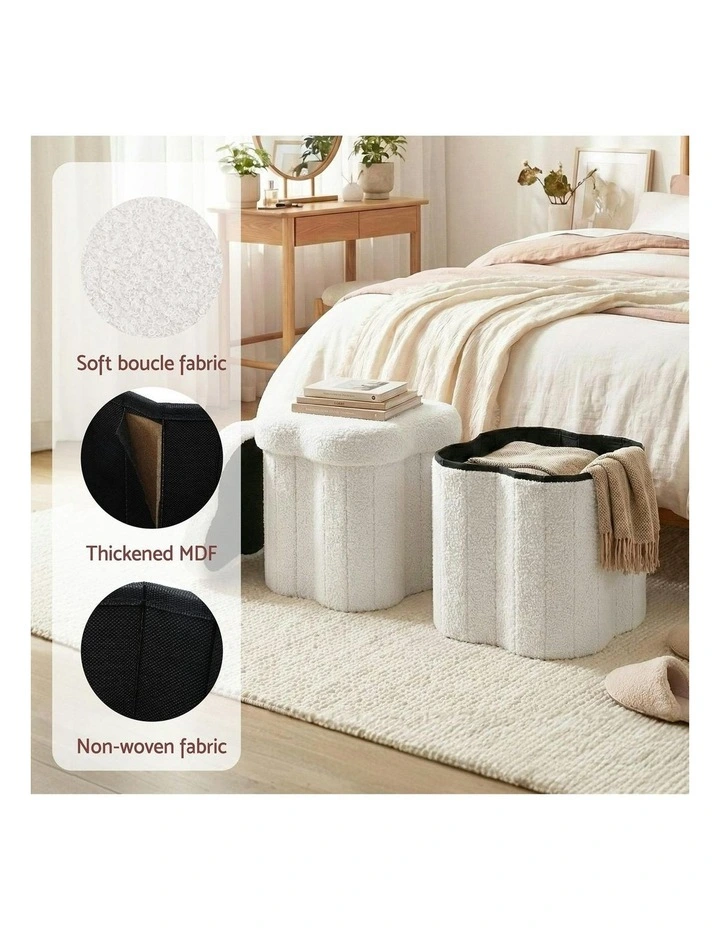Storage Ottoman Foot Stool Foldable in White image 7