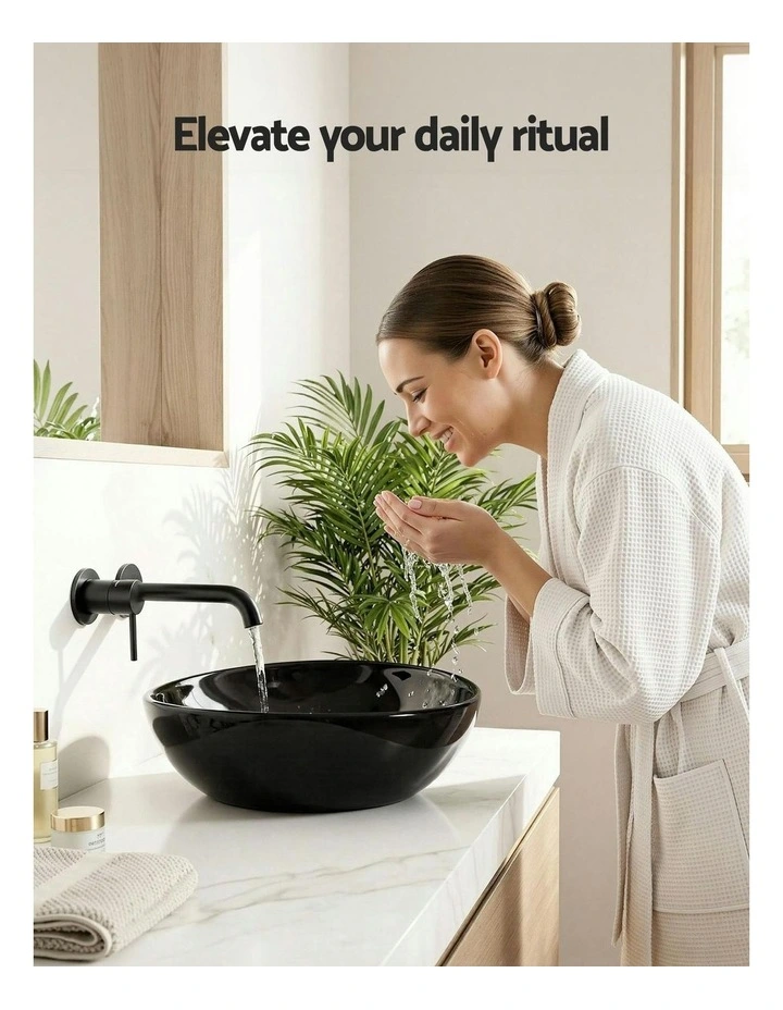 Bathroom Basin Ceramic Vanity Sink Hand Wash Bowl 41x34cm in Black image 7