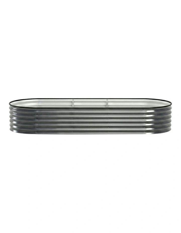 Oval Galvanized Steel Raised Garden Bed Kit 240x80x42cm Pack Of 4 in Grey image 2