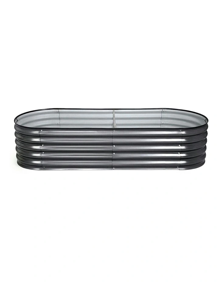 Oval Galvanized Steel Raised Garden Bed Kit 160x80x42cm Pack of 4 in Grey image 2