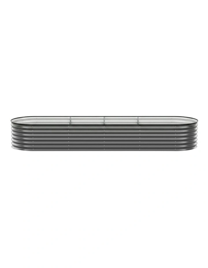 Oval Galvanized Steel Planter Raised Garden Bed Kit 320x80x56cm Pack of 3 in Grey image 2