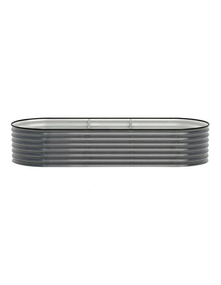 Oval Galvanized Steel Raised Garden Bed Kit Pack of 4 240x80x56cm in Grey image 2