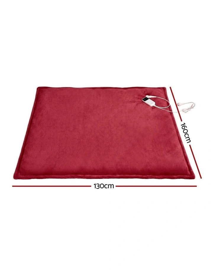 Electric Throw Rug Dual Side Fleece Flannel Heated Blanket in Burgundy image 4