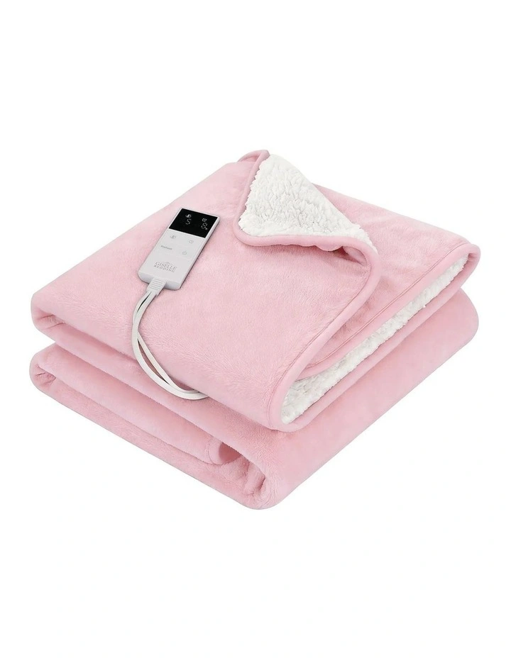 Electric Throw Rug Dual Side Fleece Flannel Heated Blanket in Pink image 1