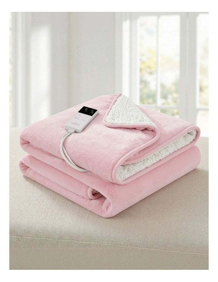 Electric Throw Rug Dual Side Fleece Flannel Heated Blanket in Pink image 3