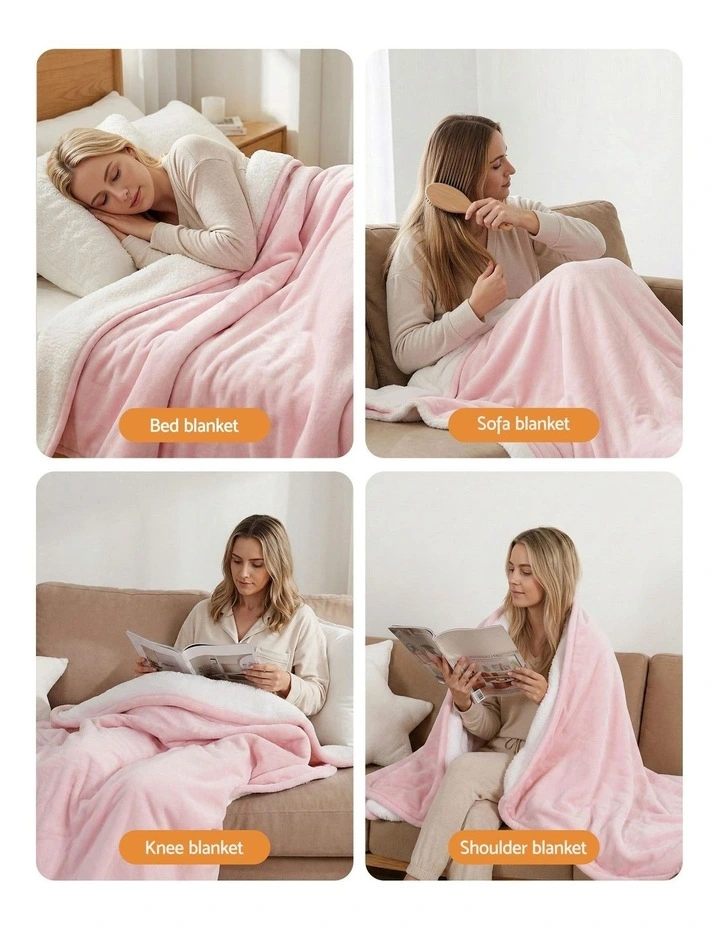 Electric Throw Rug Dual Side Fleece Flannel Heated Blanket in Pink image 6