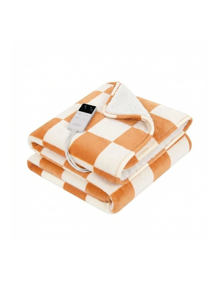 Electric Throw Rug Dual Side Fleece Flannel Heated Blanket in Yellow image 1