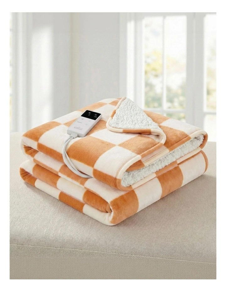 Electric Throw Rug Dual Side Fleece Flannel Heated Blanket in Yellow image 3