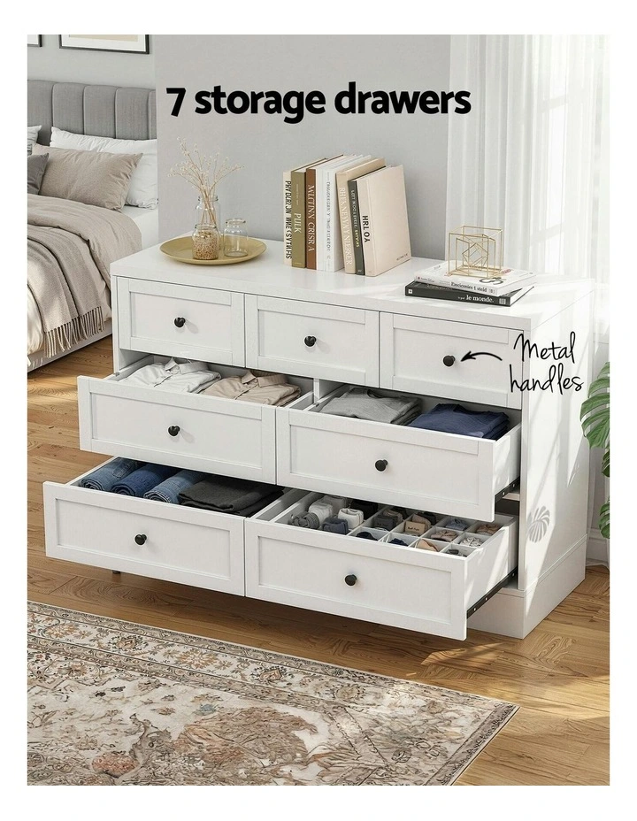 7 Chest Of Drawers Dresser Table in White image 5