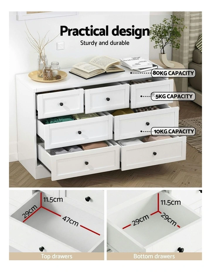 7 Chest Of Drawers Dresser Table in White image 6