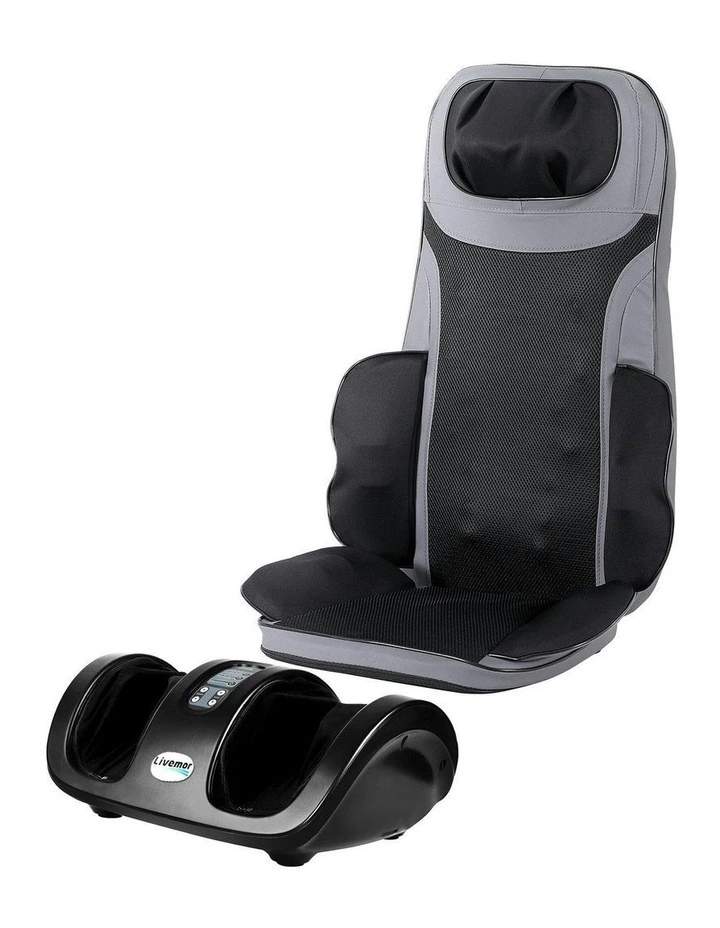 Cushion Heating Full Back Massage Seat With Kneading Foot Massagers in Multi image 1