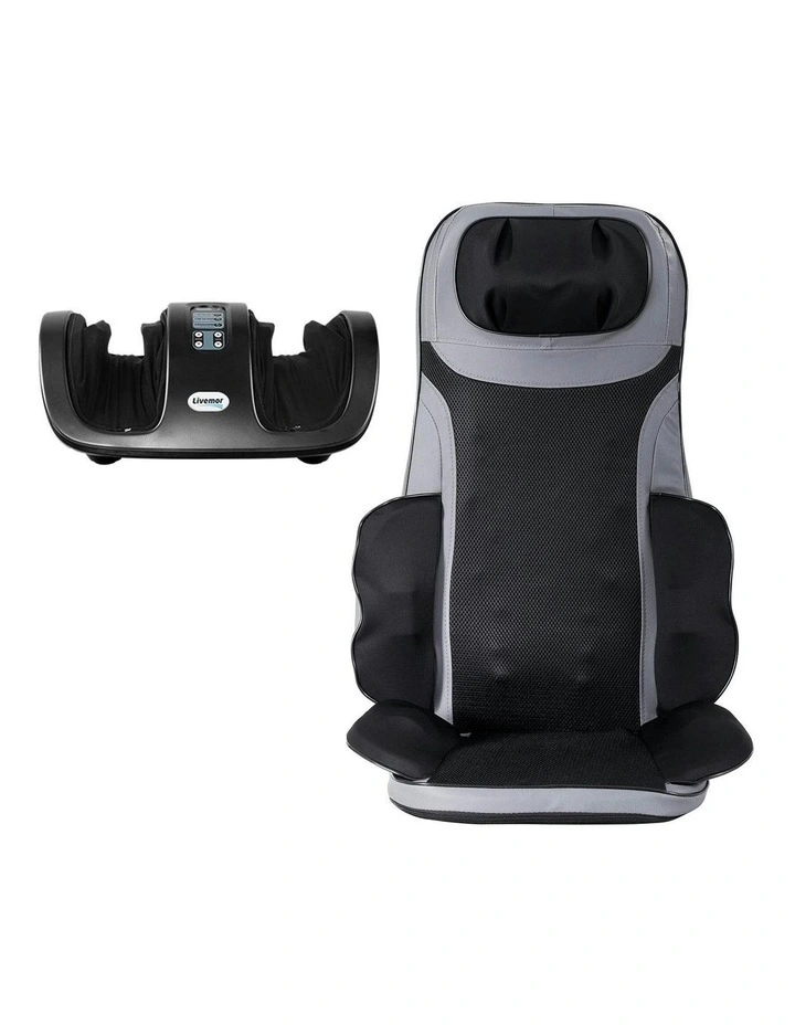 Cushion Heating Full Back Massage Seat With Kneading Foot Massagers in Multi image 2