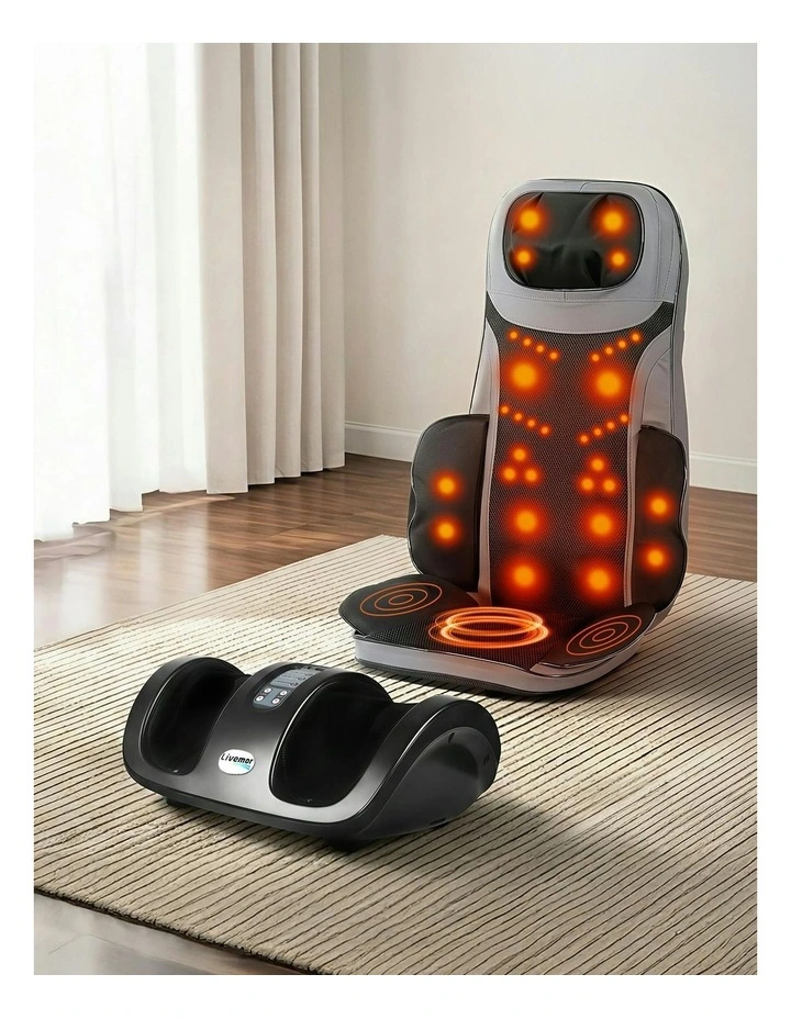 Cushion Heating Full Back Massage Seat With Kneading Foot Massagers in Multi image 3