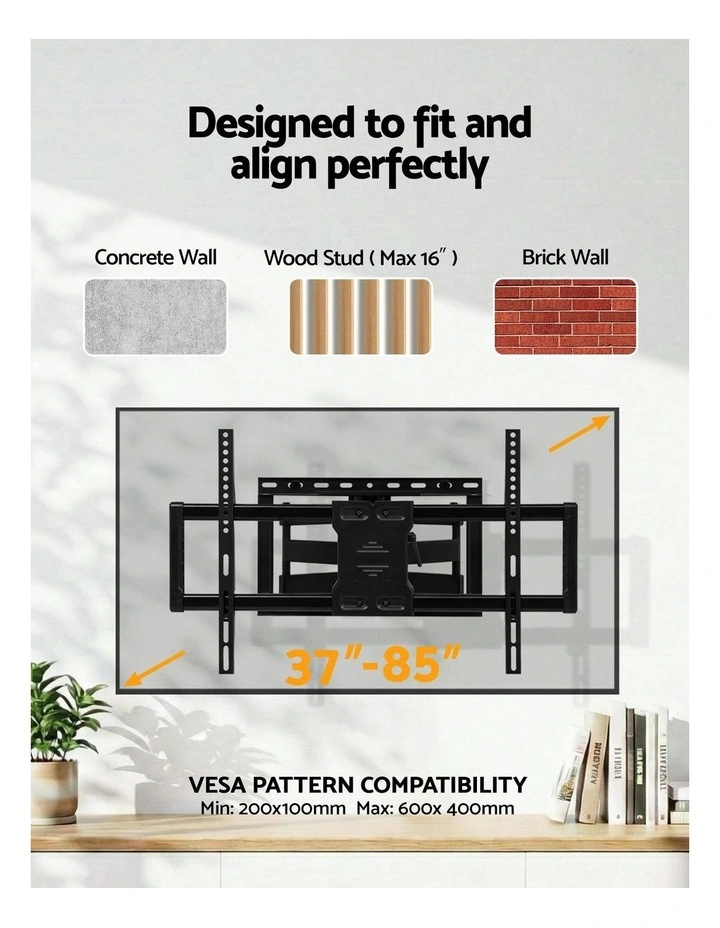 Swivel Tilt Extendable Full Motion TV Wall Mount Bracket 37 - 85 in Black image 5