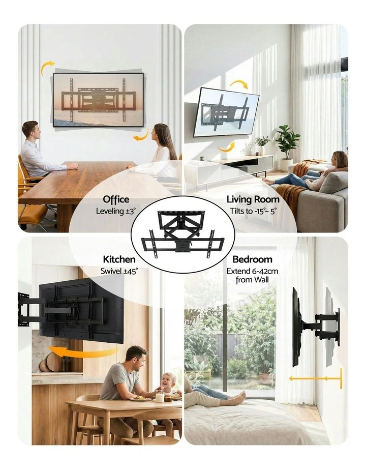 Swivel Tilt Extendable Full Motion TV Wall Mount Bracket 37 - 85 in Black image 7