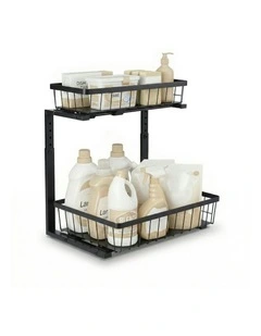 Under Sink Organizer Storage with 2 Slide Out Drawers 5 in Black