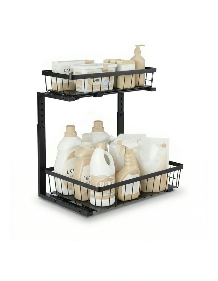 Under Sink Organizer Storage with 2 Slide Out Drawers 5 in Black image 1