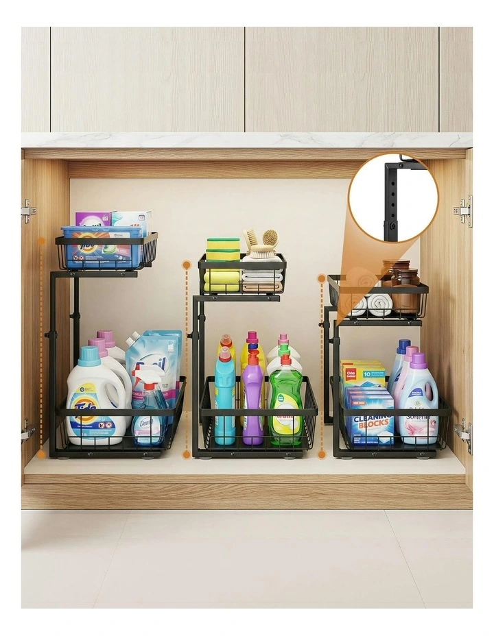 Under Sink Organizer Storage with 2 Slide Out Drawers 5 in Black image 6