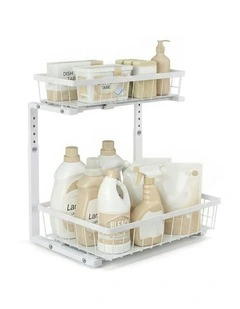 Under Sink Organizer Storage with 2 Slide Out Drawers 5 in White