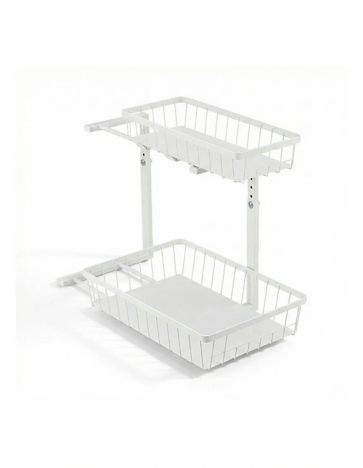Under Sink Organizer Storage with 2 Slide Out Drawers 5 in White image 2