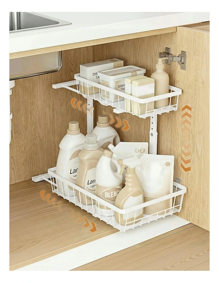 Under Sink Organizer Storage with 2 Slide Out Drawers 5 in White image 3