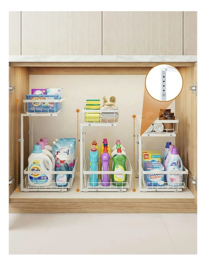 Under Sink Organizer Storage with 2 Slide Out Drawers 5 in White image 6