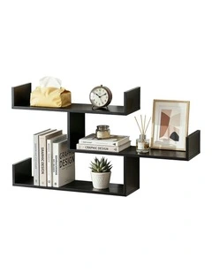 Floating Wall Shelf 3 Tier in Black