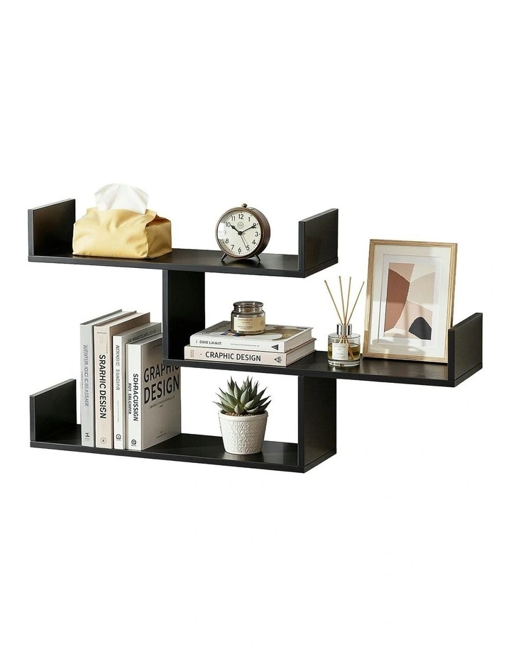 Floating Wall Shelf 3 Tier in Black image 1