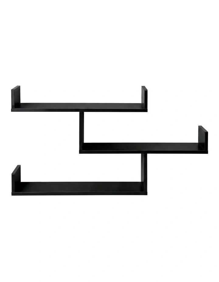 Floating Wall Shelf 3 Tier in Black image 2