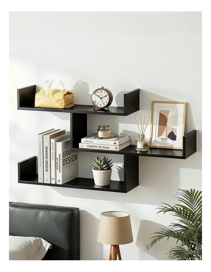 Floating Wall Shelf 3 Tier in Black image 3