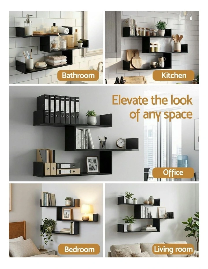 Floating Wall Shelf 3 Tier in Black image 7