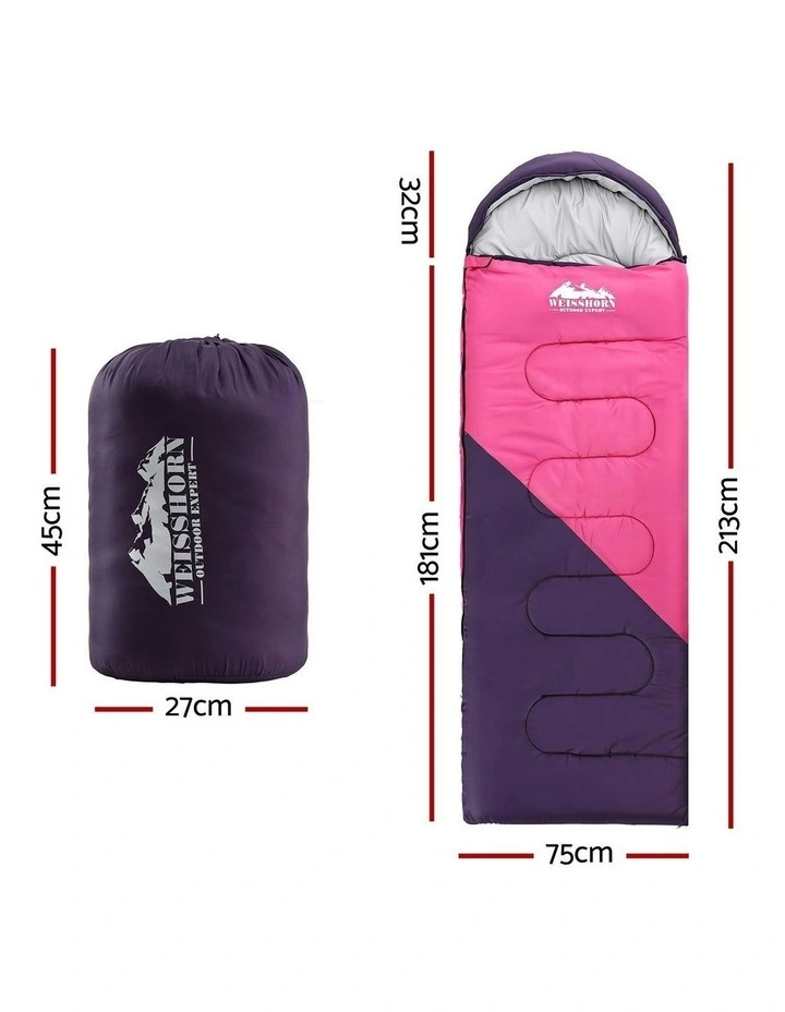 Thermal Camping Hiking Sleeping Bag  Single 213cm in Pink image 4