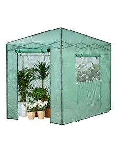 Steel Frame PE Cover Outdoor Greenhouse Shelter in Green