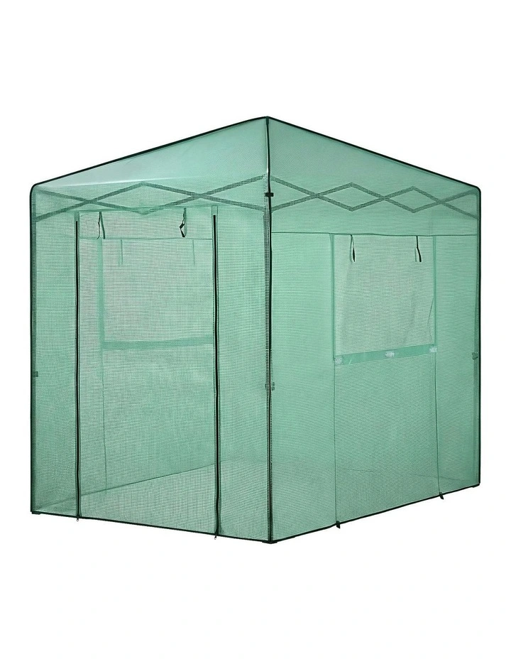 Steel Frame PE Cover Outdoor Greenhouse Shelter in Green image 2
