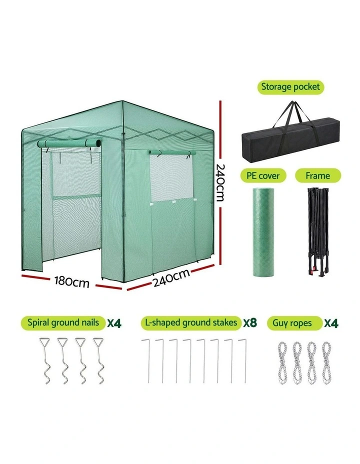 Steel Frame PE Cover Outdoor Greenhouse Shelter in Green image 4