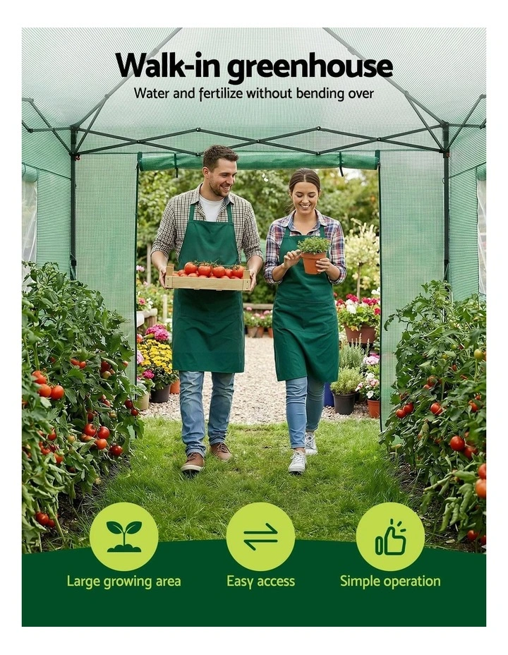 Steel Frame PE Cover Outdoor Greenhouse Shelter in Green image 5