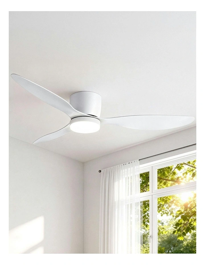 3 Blades DC Motor With Remote Ceiling Fan in White image 3