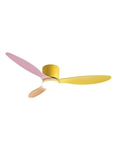 3 Blades DC Motor With Remote Ceiling Fan in Yellow Pink Orange