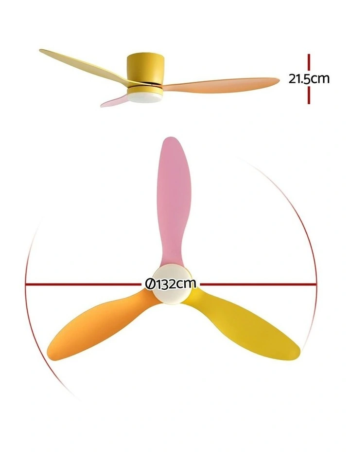 3 Blades DC Motor With Remote Ceiling Fan in Yellow Pink Orange image 4