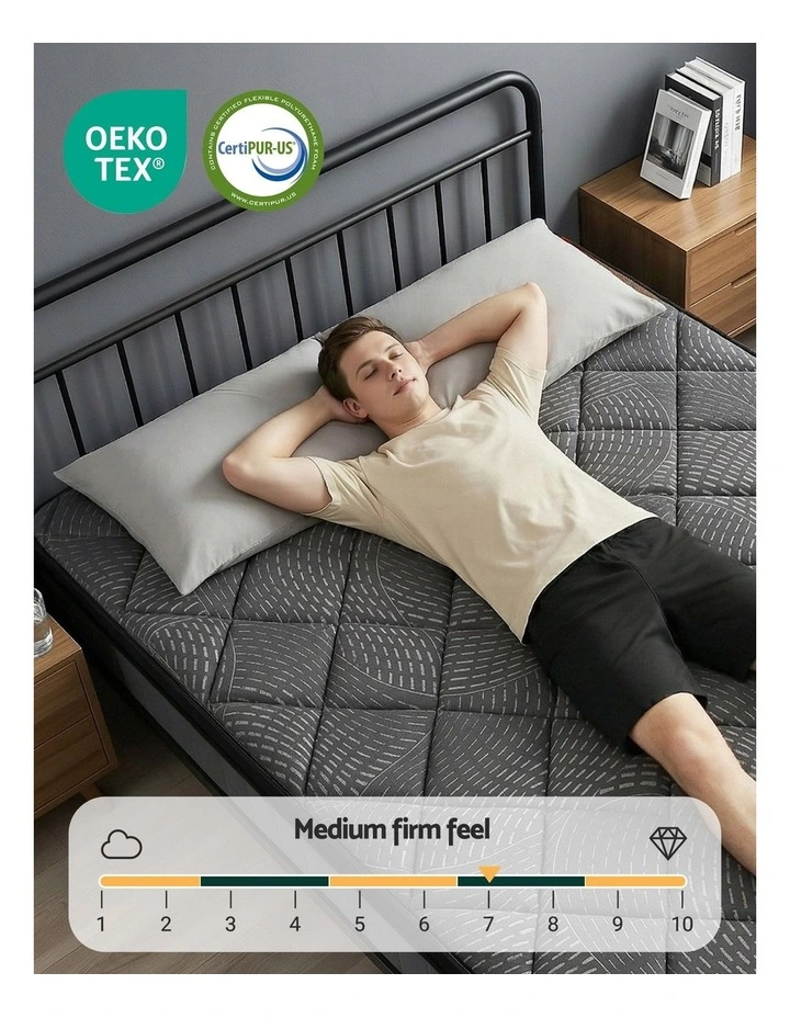 King Mattress 25cm Pocket Spring Latex Euro Top Medium Firm Bed in Black image 7