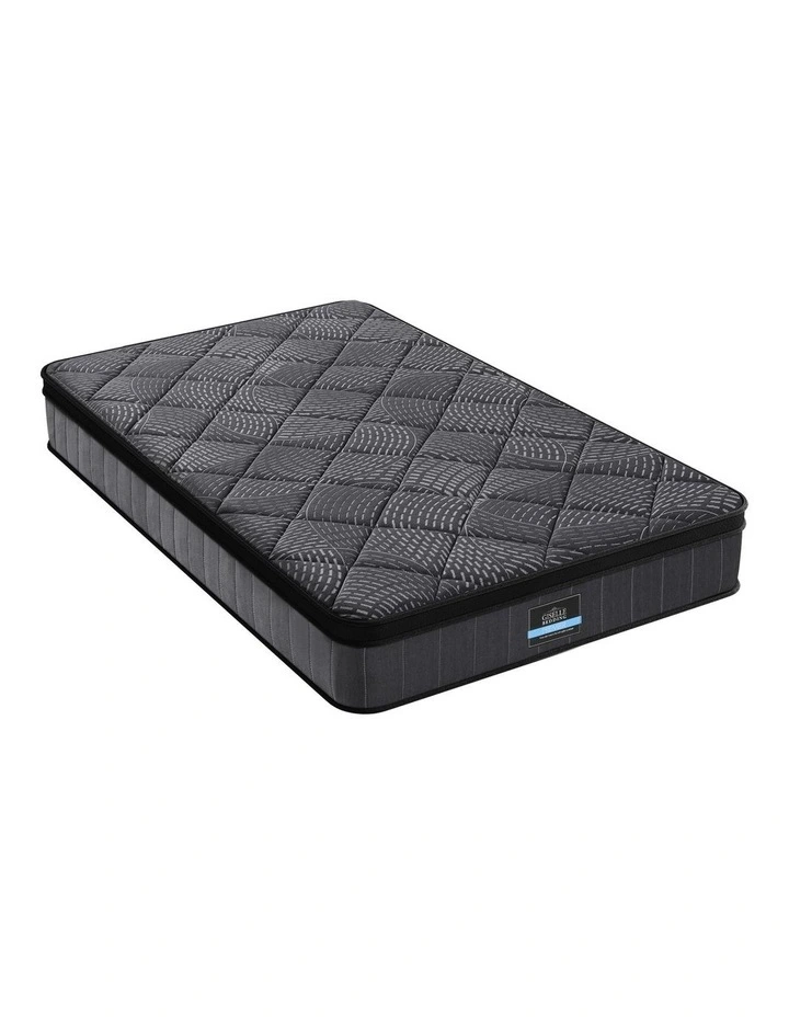 King Single Mattress Pocket Spring Latex Euro Top Medium Firm Bed 25cm in Black image 2