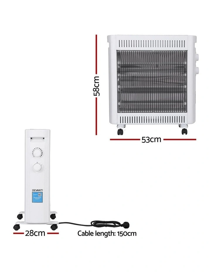 Infrared Radiant Heater Portable Electric Space Heating 2200W in White image 4