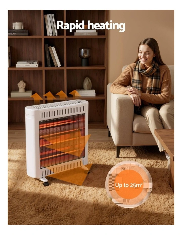 Infrared Radiant Heater Portable Electric Space Heating 2200W in White image 5