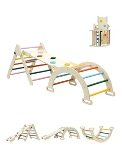 Triangle Climbing Toys Set With Slide Pikler Climber With Arch