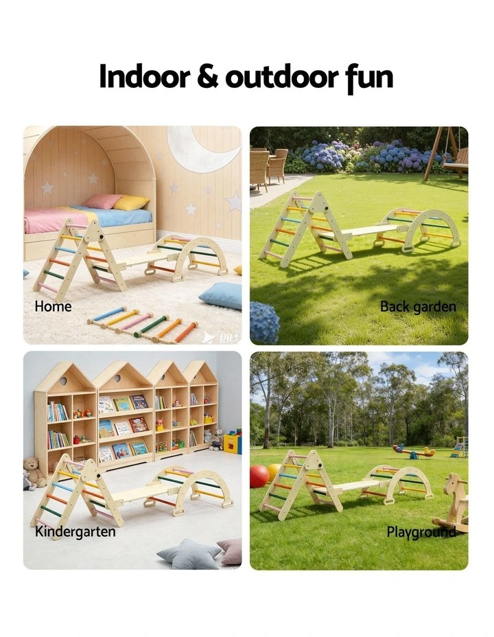 Triangle Climbing Toys Set With Slide Pikler Climber With Arch image 7