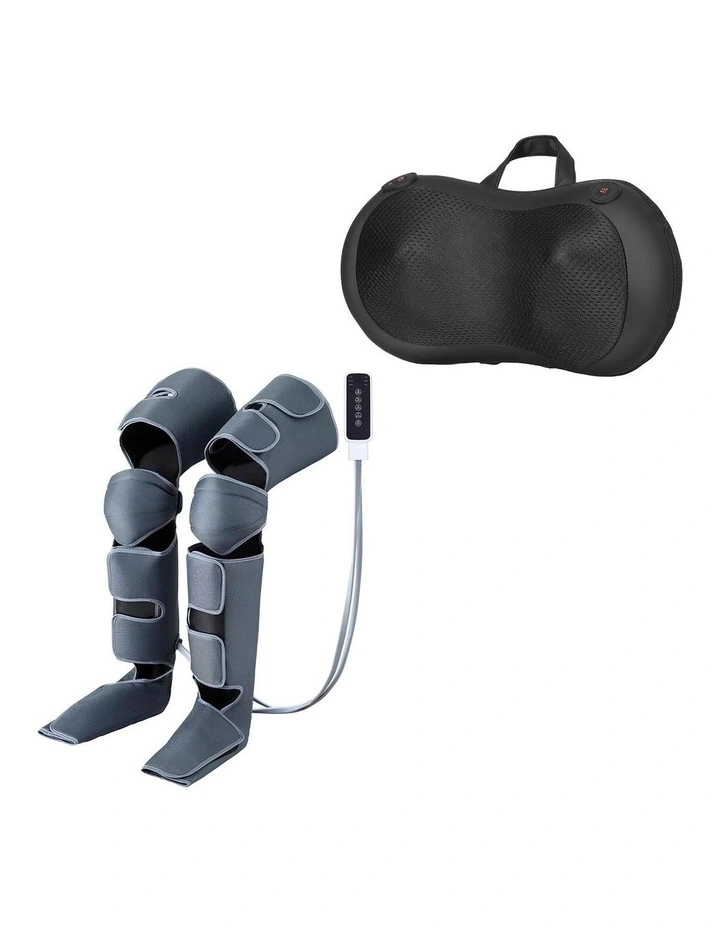 Leg Foot Massager Air Compression With Back Neck Massager Heat in Black image 1