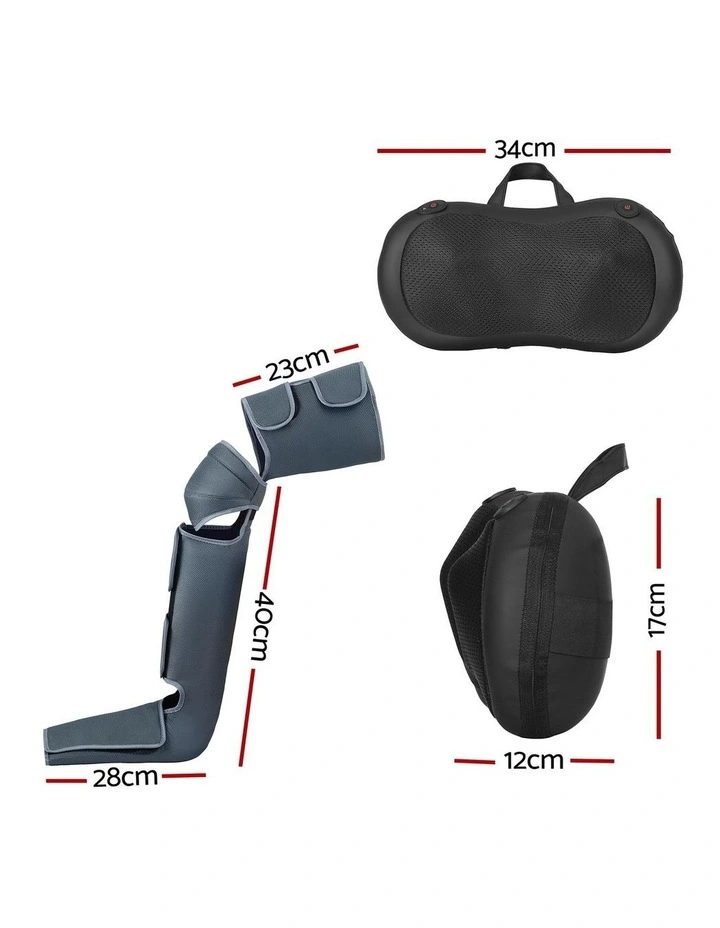 Leg Foot Massager Air Compression With Back Neck Massager Heat in Black image 4