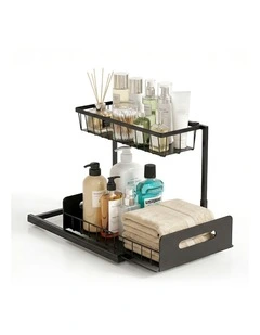 Under Sink Organizer Storage L Shape in Black