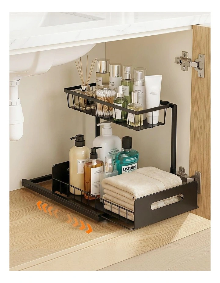 Under Sink Organizer Storage L Shape in Black image 3